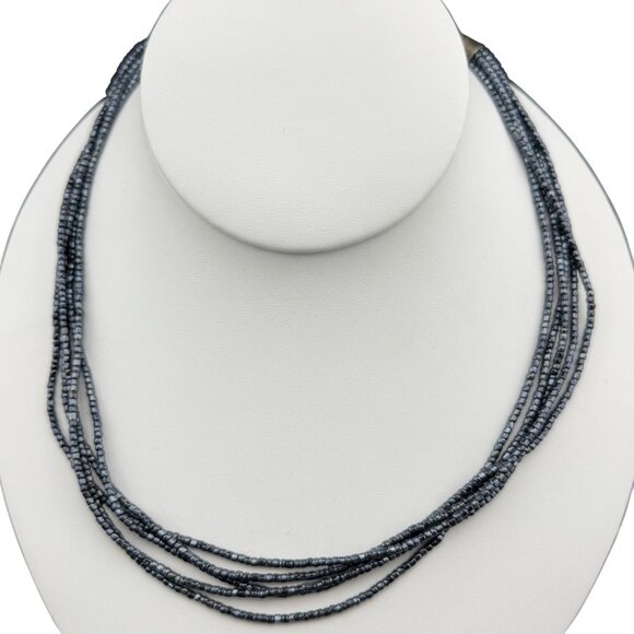 Vintage Multi-Strand Glass Bead Necklace With Sterling Silver Native American Co - Picture 1 of 9